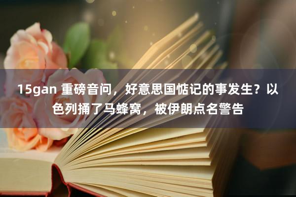 15gan 重磅音问，好意思国惦记的事发生？以色列捅了马蜂窝，被伊朗点名警告