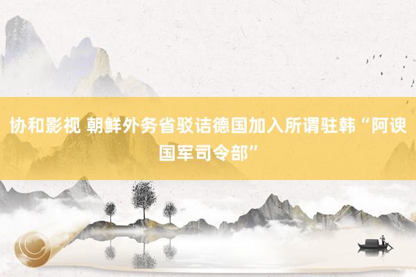 协和影视 朝鲜外务省驳诘德国加入所谓驻韩“阿谀国军司令部”