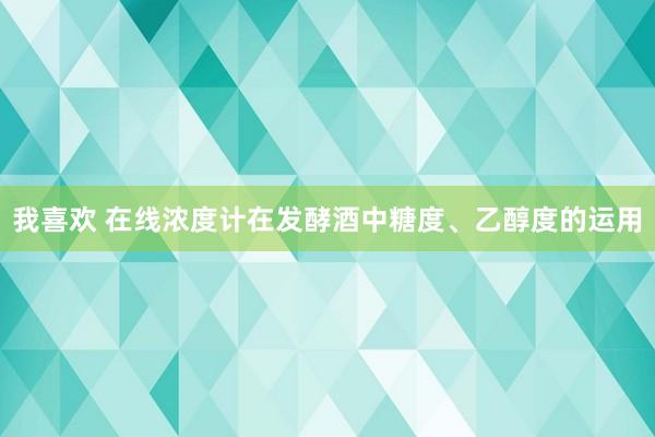 我喜欢 在线浓度计在发酵酒中糖度、乙醇度的运用