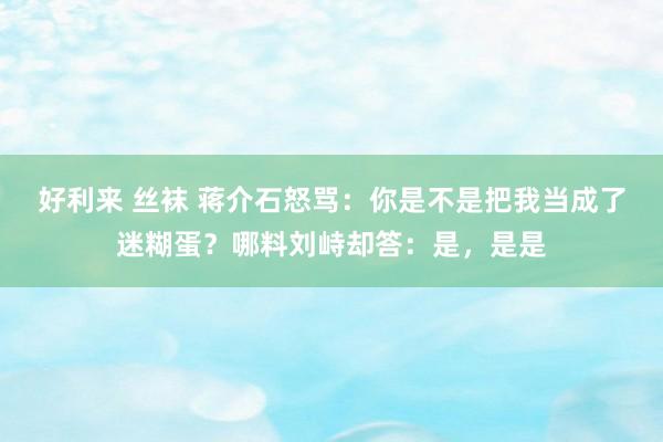 好利来 丝袜 蒋介石怒骂：你是不是把我当成了迷糊蛋？哪料刘峙却答：是，是是