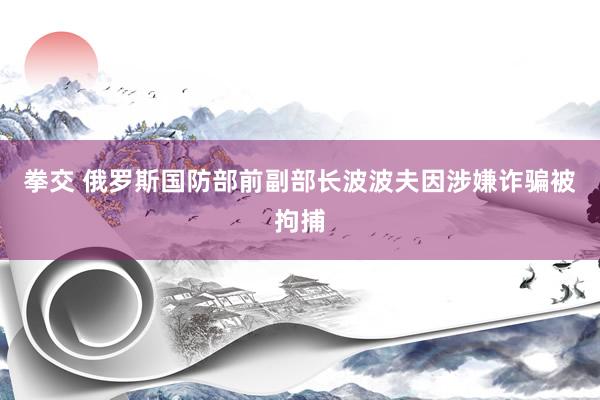 拳交 俄罗斯国防部前副部长波波夫因涉嫌诈骗被拘捕